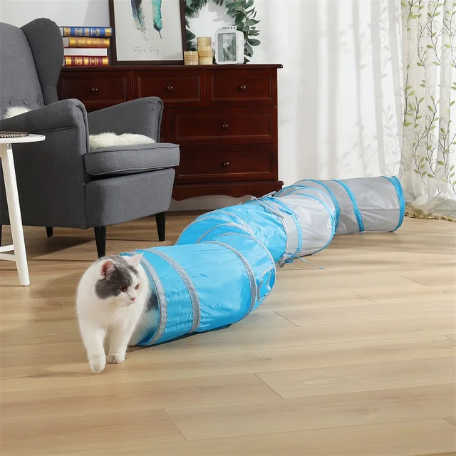 Strong Collapsible Tunnel Cat Toy for Dog Kitten Rabbit S Shape Design of