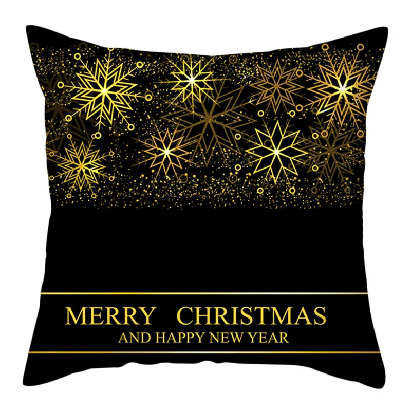 Fuwatacchi черная Снежинка наволочка с рождественским принтом декоративный чехол на подушки для домашнего дивана наволочка 45*45 см - Цвет: PC11682