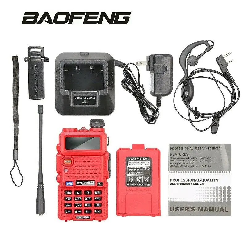 Baofeng рация UV-5R двухдиапазонный УКВ аналоговый портативный Профессиональный двухсторонний радио FM Transeiver - Цвет: Red