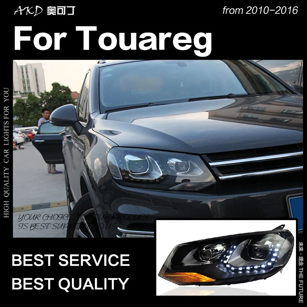 АКД стайлинга автомобилей для VW Touareg светодиодный фар 2011 2015 DRL Hid вариант фара
