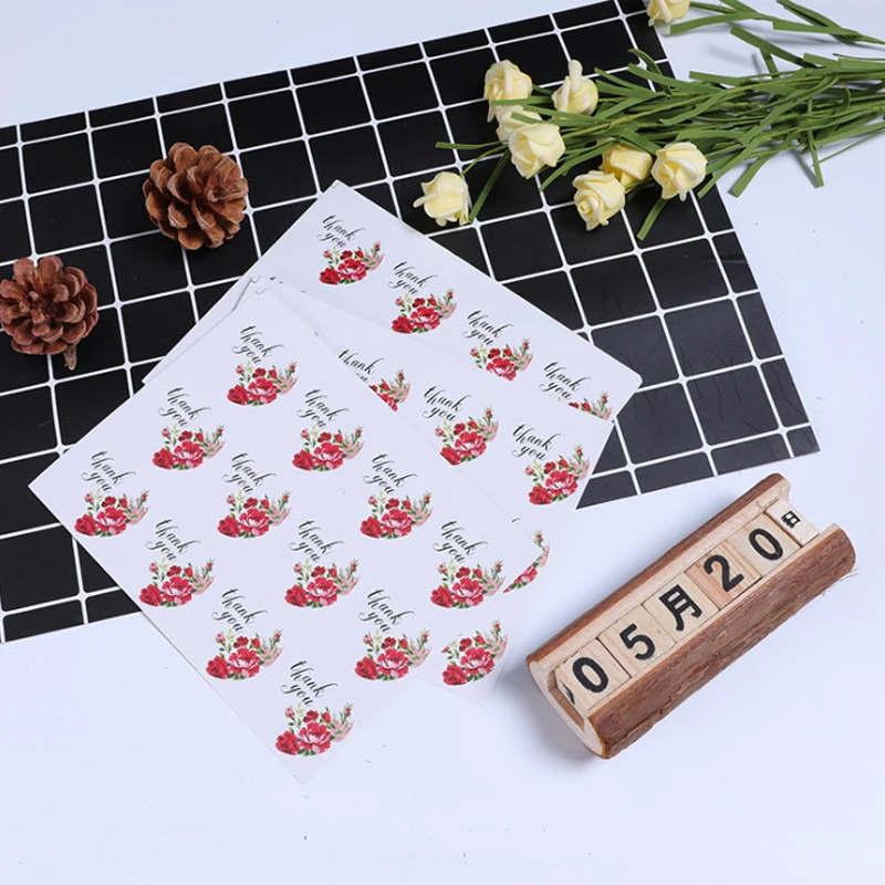 

120pcs/lot 'Thank You' Rose DIY Decorative Paper Sticker Adhesive Sealing Label Stickers DIY Product Package Decoration Label