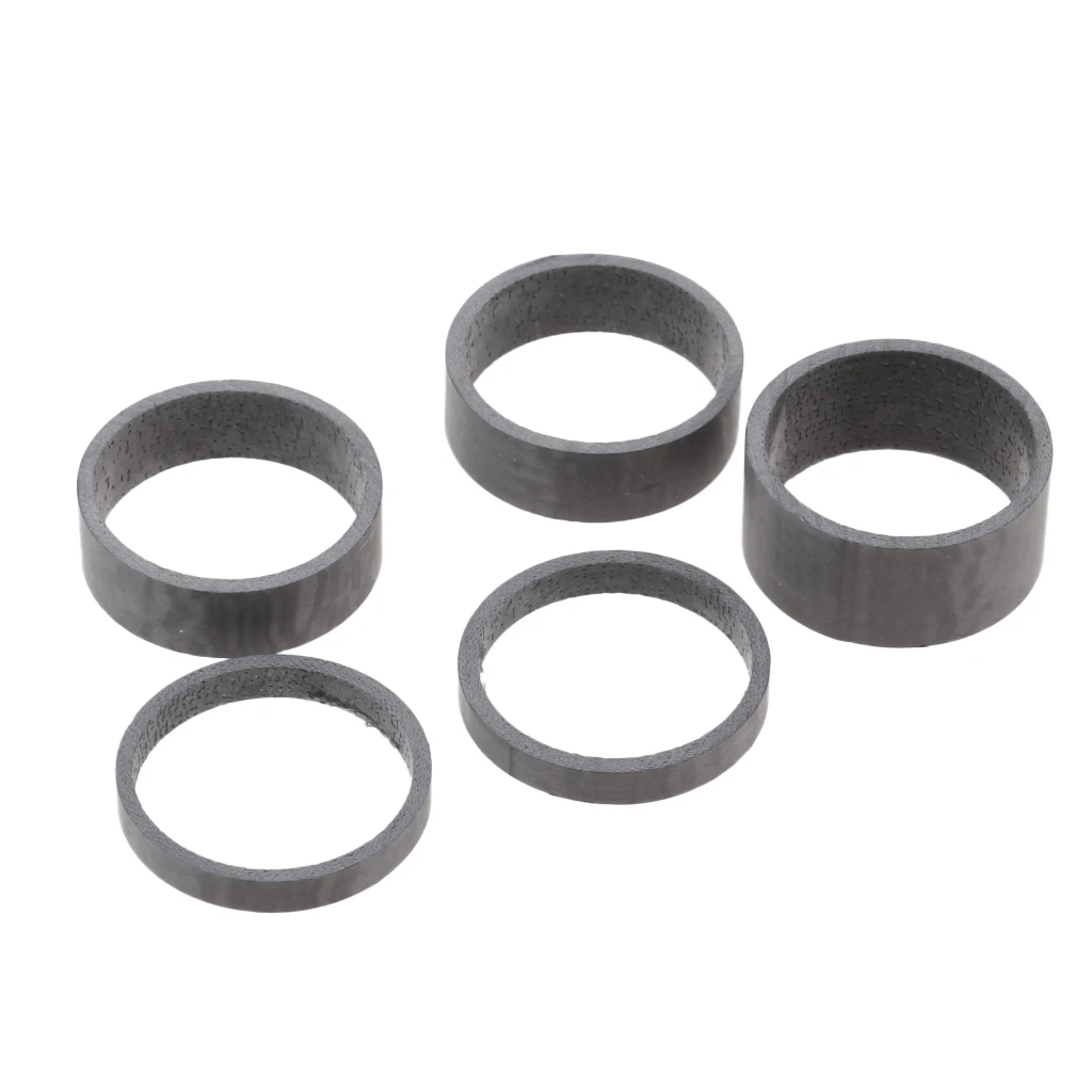 5Pcs 1-1/8 inch 5mm 10mm 15mm Carbon Fiber Washers Bicycle Cycle Headset Stem Spacers Kit for Bike Fix Refit Raise Handlebar