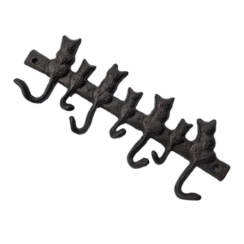 

Cat Shape Hook Cast Iron CAT Hook Pastoral European Style Retro Wall Coat Cap Hook (Black)