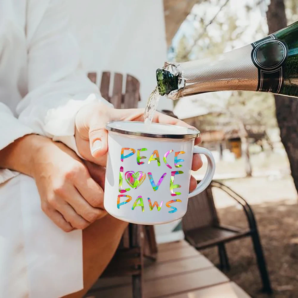 Tazas de té esmaltadas con diseño de perro de la paz, tazas creativas Retro  hechas a mano para café, leche, viaje, Camping, beber vino, cerveza,  regalos de senderismo