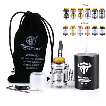 

Original Tauren Rta Atomizer 2ml/4.5ml Capacity MTL rta tank with 810 PEI Knurling Single/ Dual Coil Atomizer VAPE flavors