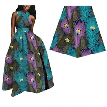 Африканская настоящая вощеная ткань Анкара с принтом перьев павлина для женского платья 6 ярдов настоящая нигерийская голландская восковая ткань батик 544