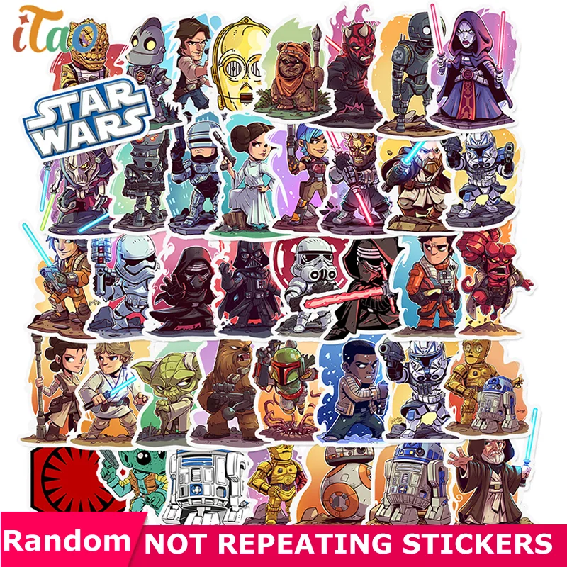 

10/20/30/40/50pcs Cartoon Star Wars Sticker Waterproof PVC Skateboard Snowboard Guitar Car Luggage Laptop Kids Toy Cool Stickers