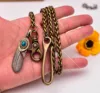 15"~30" Retro Brass Biker Punk Basic Strong Twisted Feather Biker Trucker Key Lanyard Jean Wallet Chain Metal Keyring Holder