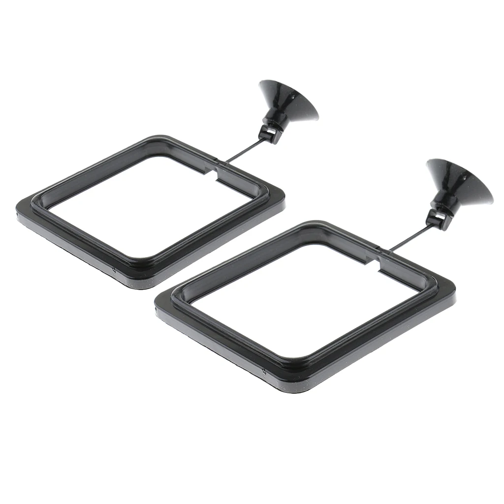 2 Pieces Aquarium Fish Feeding Rings Floating Food Feeder with Suction Cup, Square Shape