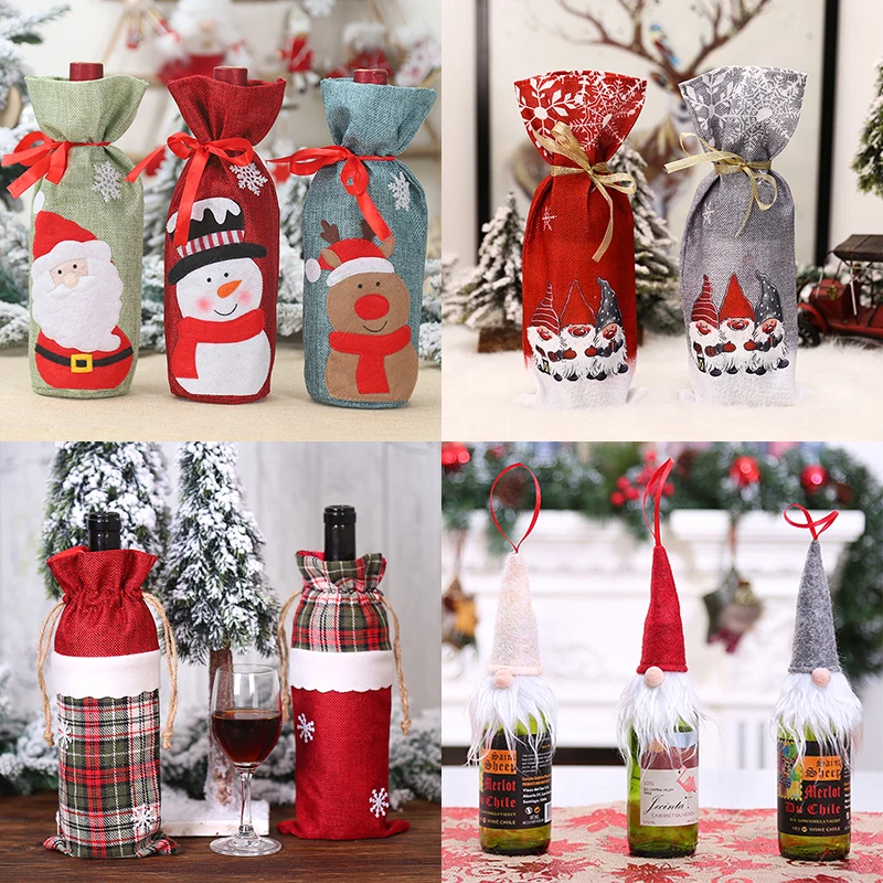 

Christmas Wine Bottle Cover Merry Christmas Decorations For Home Navidad Noel 2022 Christmas Ornaments Gifts Happy New Year 2023