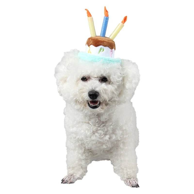 Cute Pets Dog Cats Birthday Caps Adjustable Corduroy Colorful Candles Small/Medium Dog Hat Puppy Cats Cosplay Costume Headwear 1