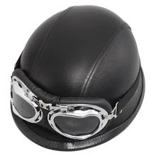 Мотоцикл Скутер байкер ретро открытый лицо половина лица шлем УФ очки для Harley Vespa кафе гонщик XXL матовый черный