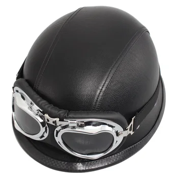 

Motorcycle Scooter Biker Retro Open Face Half Face Helmet UV Goggles For Harley Vespa Cafe Racer XXL Matt Black