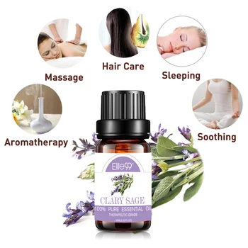 

Elite99 10ml Clary Sage Pure Essential Oil for Aromatherapy Humidifier Hair Care Oil Help Sleeping Body Relieve Essential Oils