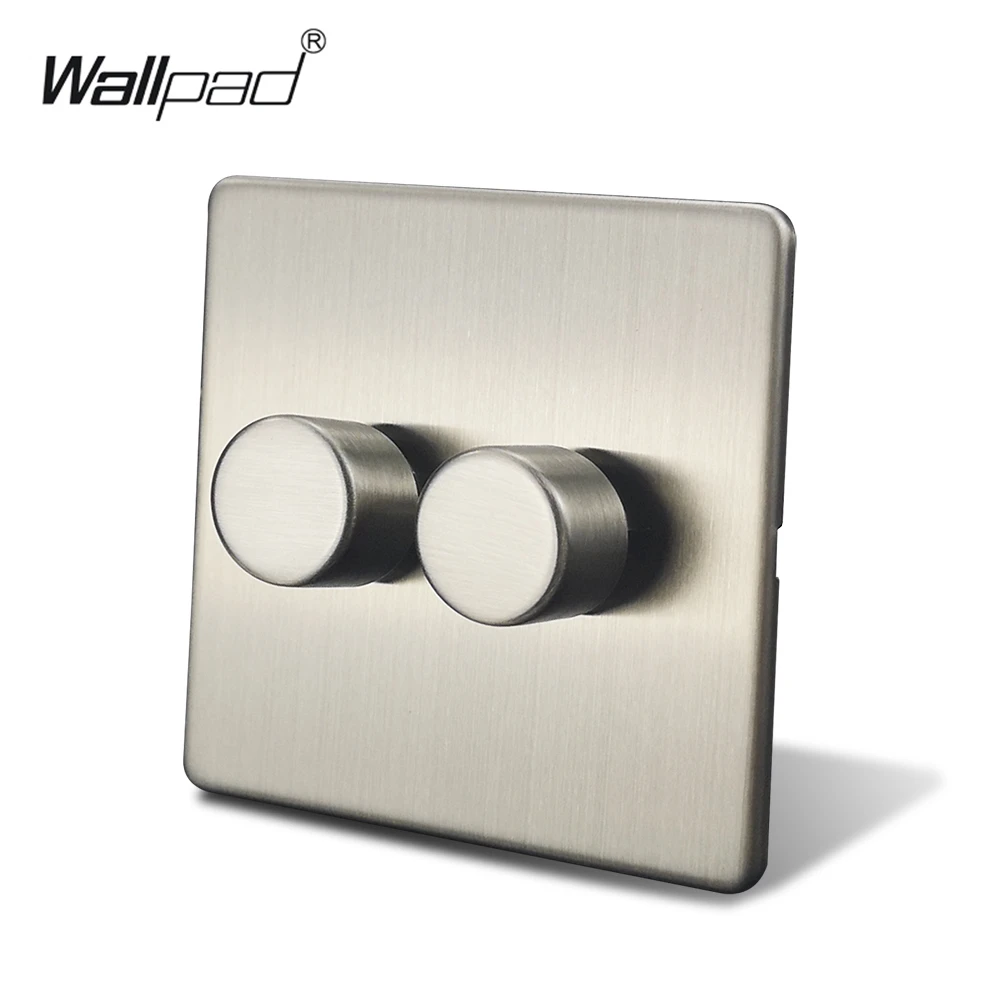 Wallpad Silver 2 Gang 2 Way Double Led Light Dimmer Switch Satin Chrome