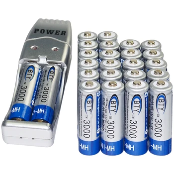 

Bulk Rechargeable batteries NI-MH USB Charger 24x AA 3000mAh 1.2V BTY