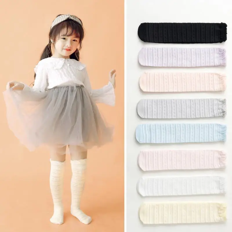 0-12years Children Summer Thin Love Mesh Stockings Socks Over The Knee High Loose Mouth Middle School Students Girl | Детская одежда и