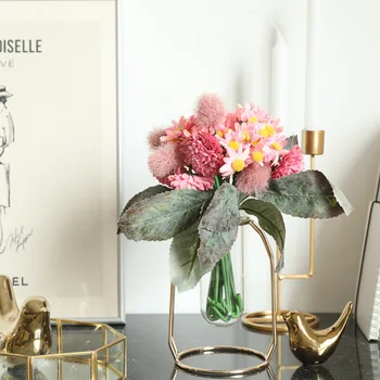 

10pcs/lot Artificial Flower Wedding Chrysanthemum Daisy Flower Bouquet Hydrangea Flocculus Pompon Photography Home Decoration