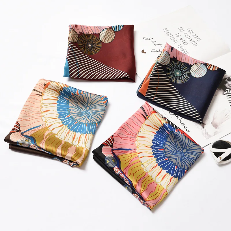 

70*70CM Imitated silk scarfs shawl for Women luxury brand silk square neck scarf horse chain printed scarf forladies neckerchief