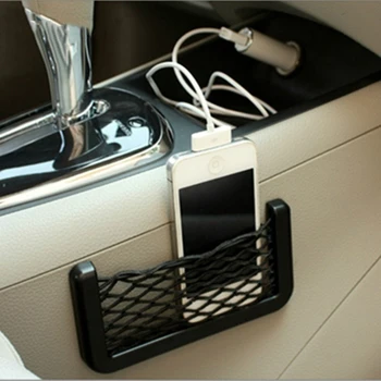 

1pcs Car Storage Bag Net Pocket Accessories for Girls Car Hanging Ornament Decoration Can Place The Phone Change Card