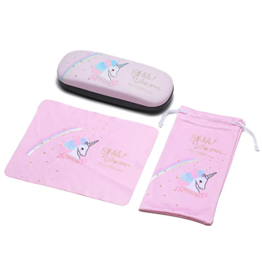 

1 Eet Of Portable Small Fresh Unicorn Kawaii Cute Cartoon Glasses Case With Cloth Exquisite Creative Birthday Gift 4 Colors