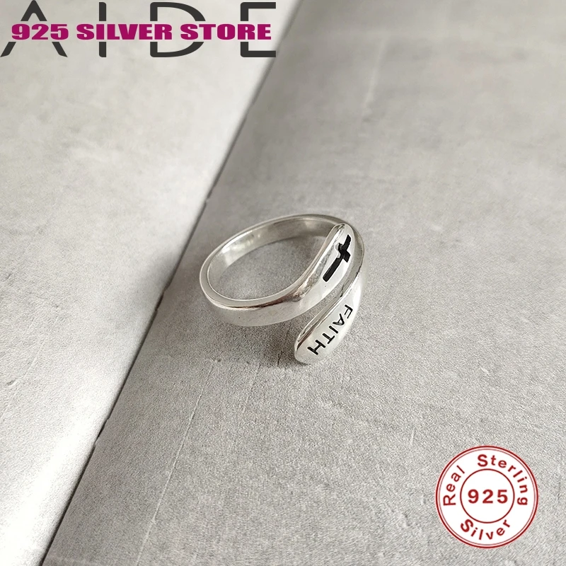 

Aide Popular 925 Sterling Silver Faith Cross Shape Finger Rings for Women ,Black Clear CZ Sterling Silver Jewelry Gift SCR067