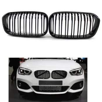 

1Set Bright Black Grilles Front Kidney Grill for B-MW 1-Series F20 F21 LCI 14-16 L9BC