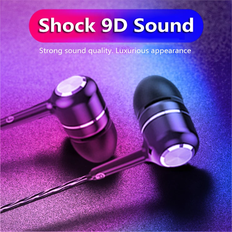 Tanio Przewodowy zestaw słuchawkowy HIFI słuchawki douszne Shock 9D regulacja