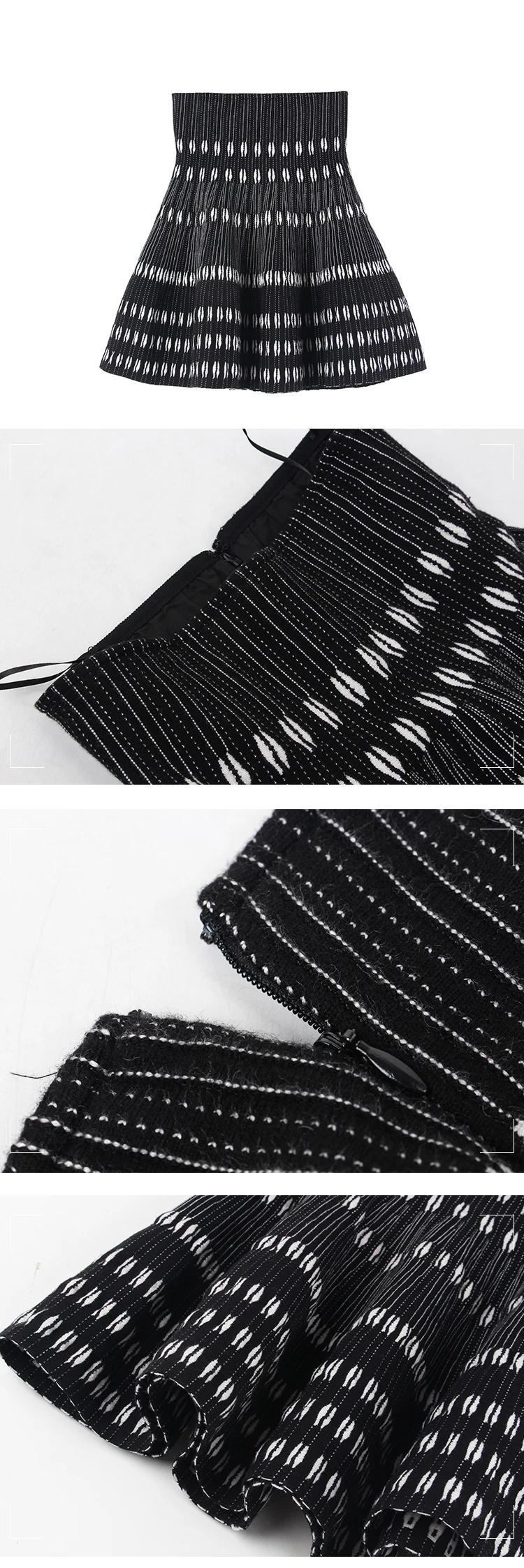 Dressnow/женская зимняя эластичная трикотажная юбка с высокой плотностью, сексуальная крутая пряжа, плотная полосатая Женская юбка черного цвета