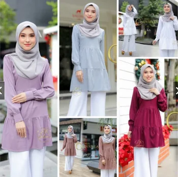 

2020 Summer Muslim Solid Women's Top Dubai Arab Middle East Summer Cool Girl Elegant Work Skirt