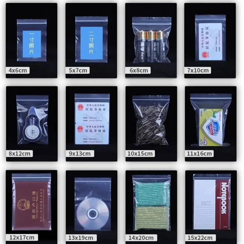 100 Pcs/lot Mini Zip Lock Bags for Packing PE Plastic Packaging Bags Plastic Zipper Bag Ziplock Bag Ziplock Drawstring Pouch 6