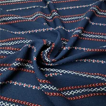 Этническая полоса шифон печатных креп-шифон темно-синий хорошая ткань для платья брюки рубашка Косплей