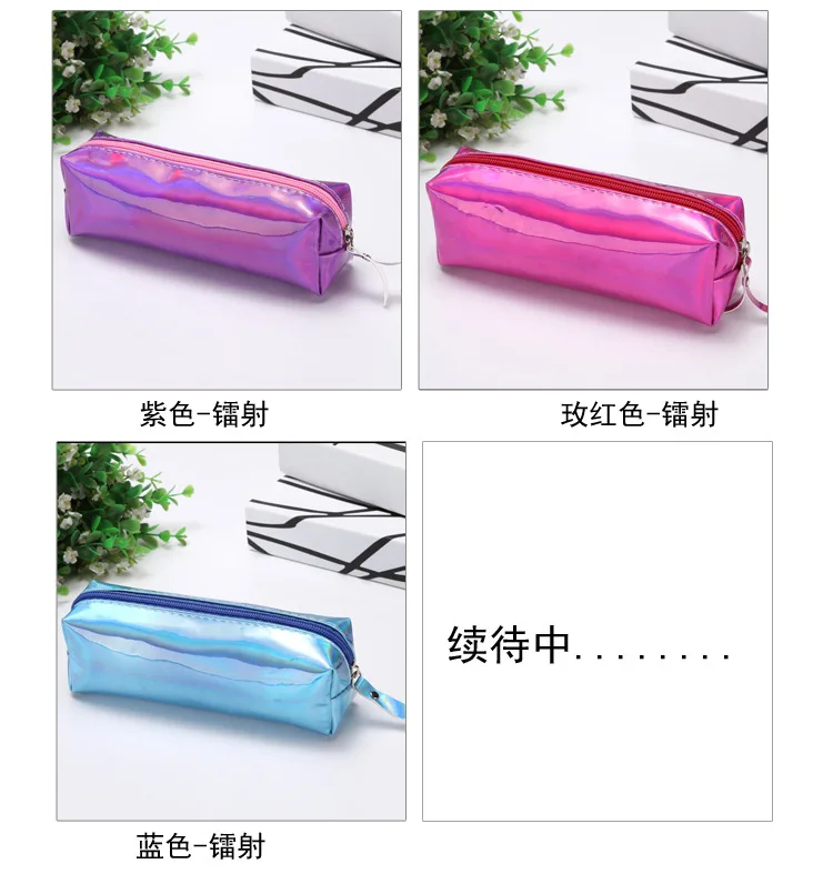 New laser pencil bag Simple ladies cosmetic bag cylinder storage bag male and female students stationery pencil bag CL-19222