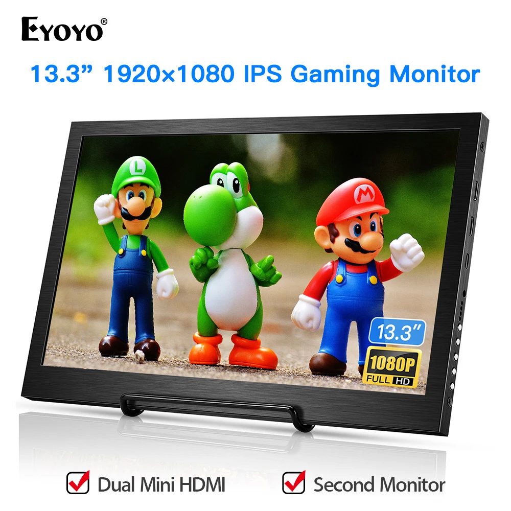 

Eyoyo EM13F 13.3" Portable Monitor Mini HDMI Gaming LCD Screen 1920X1080 IPS Display For PS4 Xbox One 360 Raspberry Pi Wii U PC