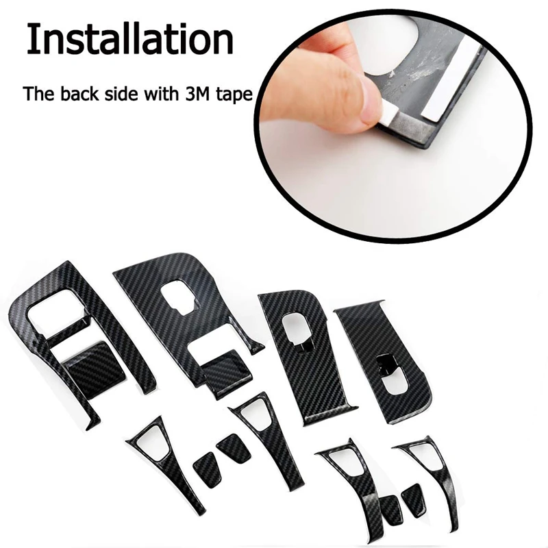  14Pcs Car Inner Door Armrest Window Lift Button Cover Trim Kit for Tesla Model 3 2018 2019 Window L
