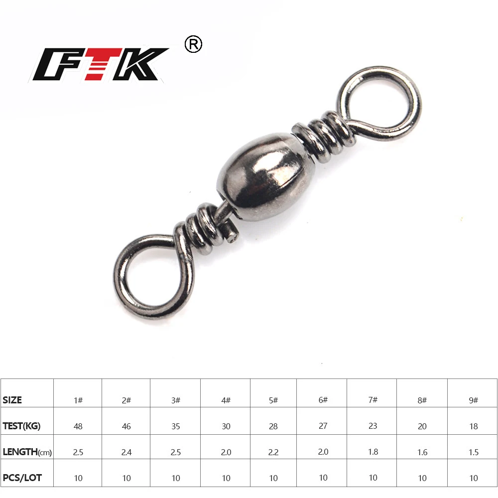 ФТК 1#2#3,#4#5,#6,#7,#8,#9,# Нержавеющая сталь рыболовный Соединитель с застежкой "булавка" подшипников качения оснастки поворотный шпильки рыболовные снасти аксессуары