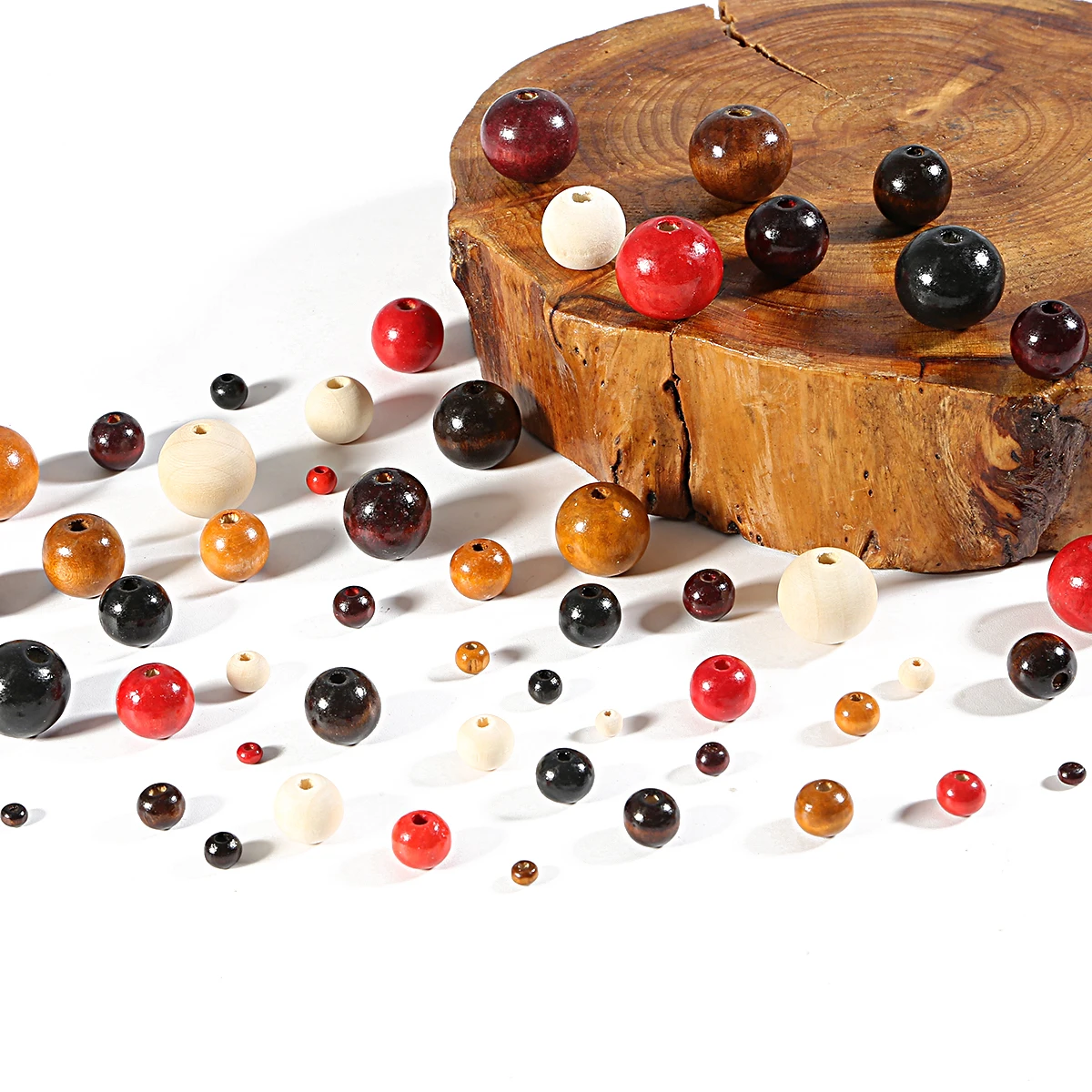 

4/6/8/10/12/14/16/18/20mm Wooden Colorful Round Loose Beads For DIY Bracelet Bracelet Necklace Jewelry Making Accessories