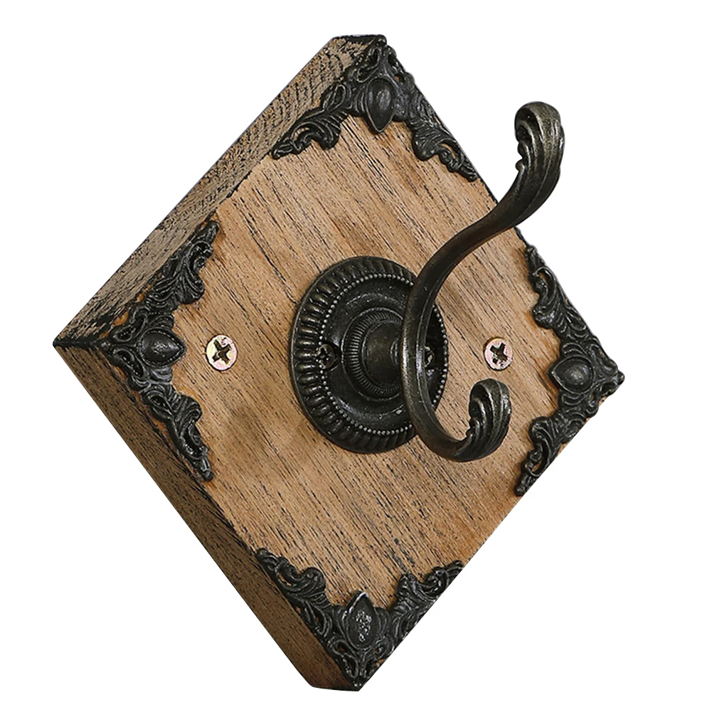 

Bedroom Home Decor Storage Organizer Holder Wall Mounted Hat Key Vintage Wooden Kitchen Bathroom Square Coat Hook Retro Bag