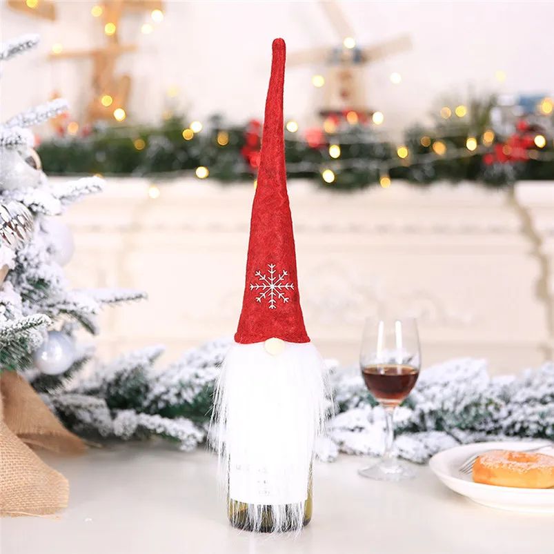 Christmas Champagne Bottle Cover Dress Up Decoration Christmas Decorations For Home Faceless Doll New Year Gift Navidad 40AUG261