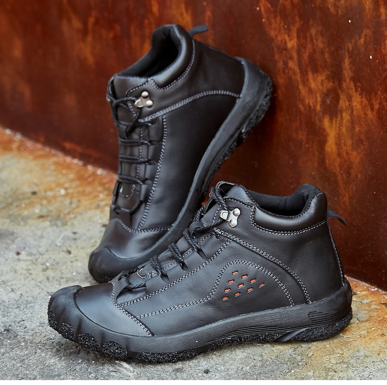 Новые модные мужские ботинки из натуральной кожи высокого качества зимние водонепроницаемые ботильоны сапоги для верховой езды уличные рабочие зимние ботинки 38-48
