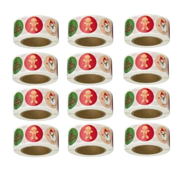 

Christmas Ornaments Sticker Roll 500PCS Per Roll Very Suitable for Christmas Themed Scrapbooks and Decorations 12 Rolls