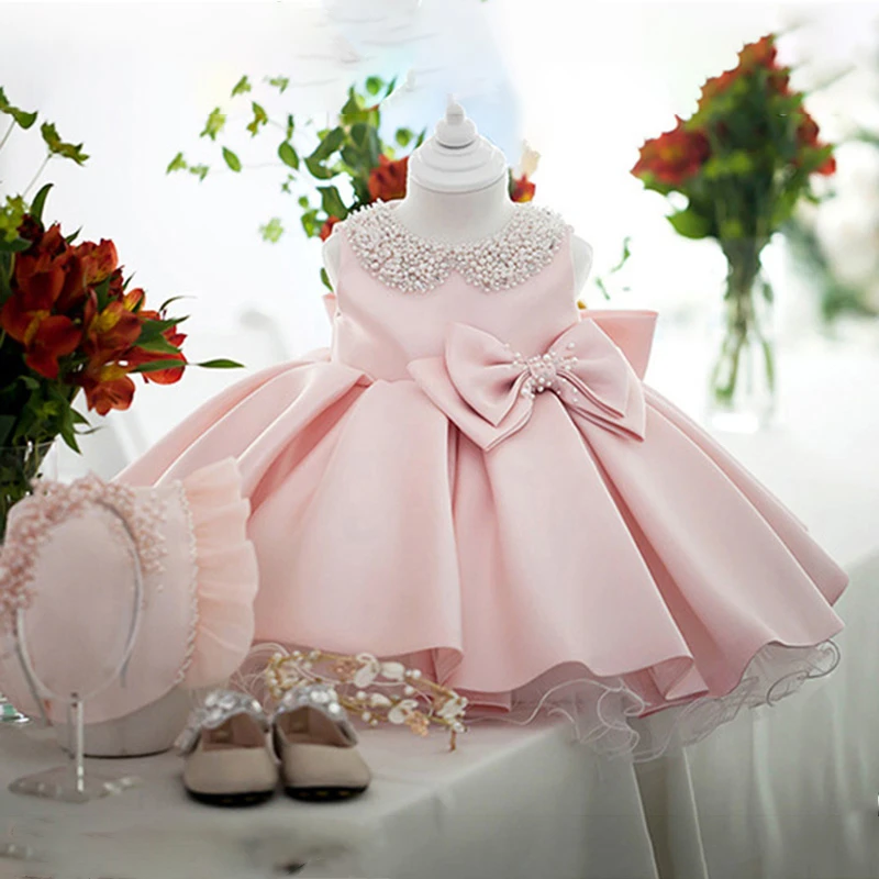 女の赤ちゃんのためのサテンプリンセスドレス 結婚式 誕生日 パーティー プリンセス 1歳の女の子のためのシックな服 Dresses Aliexpress