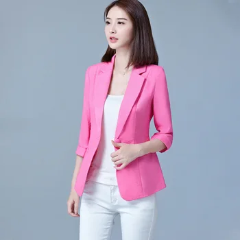 

2020 New Women's Small Suit Jacket Korean Slim Blazer Women Plus Size 5XL Casual Office Lady Jakcets Coat Top Rose Red Blazers
