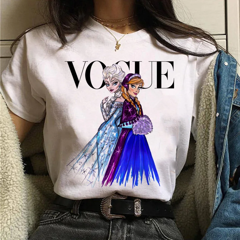 Женская рубашка Vogue Принцесса печать футболка Мода 90s Harajuku с коротким рукавом Футболка ulzzang девушка уличное платье рубашка футболка - Цвет: white-A314-8