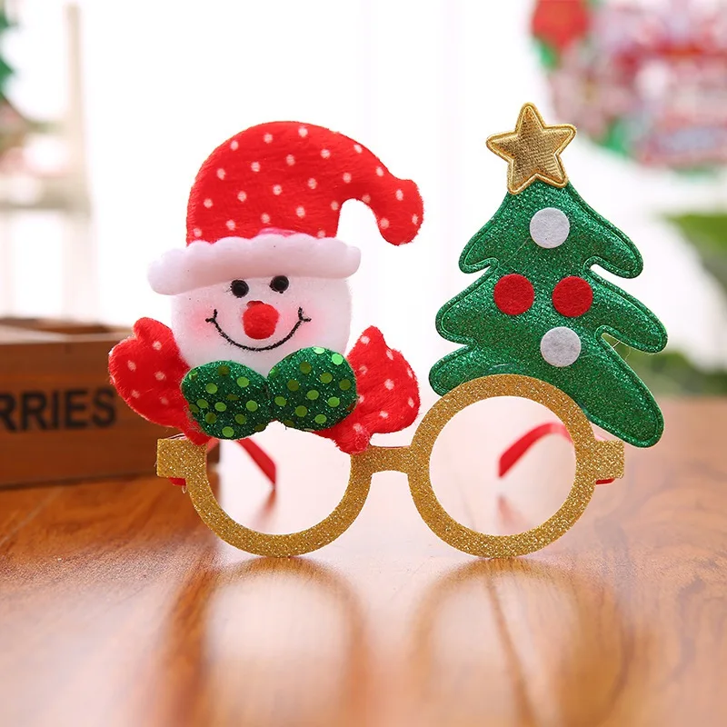 Novelty Cartoon Christmas Eyeglasses Frame For Children And Adults Santa Claus Reindeer Christmas Costume Decorations Gifts