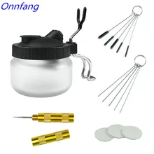 New Airbrush Cleaning Pot Stabilizer Glass Jar Bottles Holder Paint Station Filter Repair Tool For Cake Needle Body Paint Nail