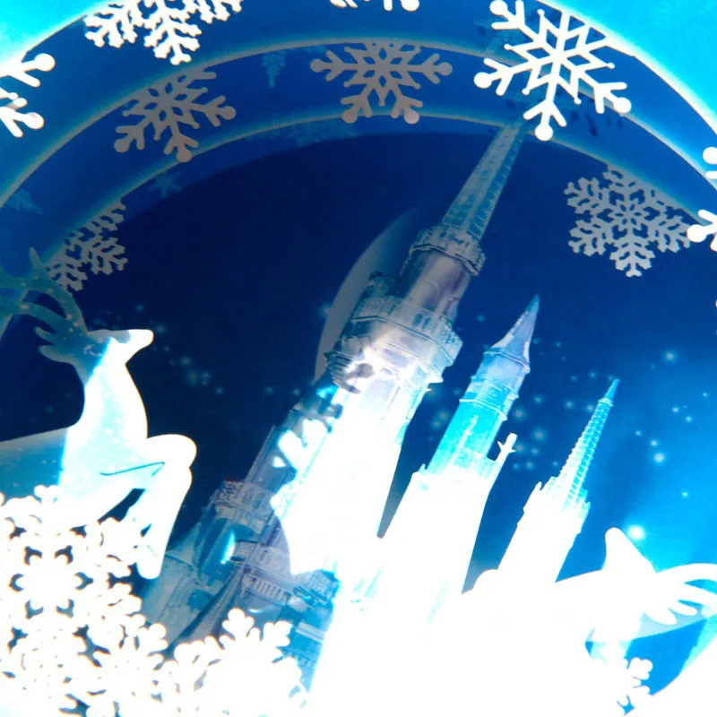  3D Greeting Cards Kids Invitation PostCard Birthday Greeting Cards Handmade Carving Sky-Blue-Snow-I - 4000175441170