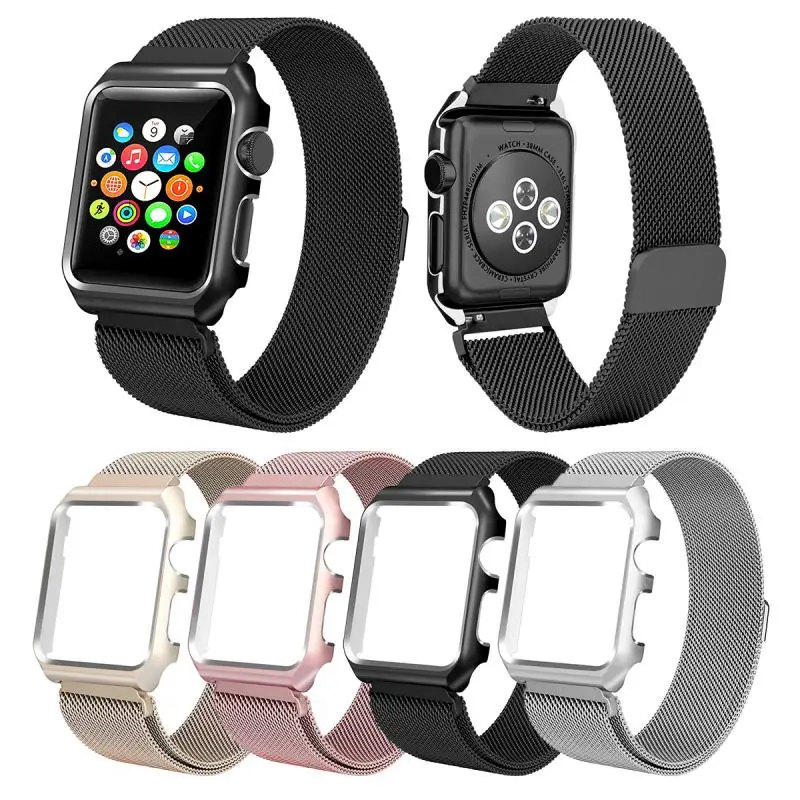 Чехол + ремешок для Apple Watch 5 Band 44 мм 40 IWatch 42 38 Миланская петля браслет металлический