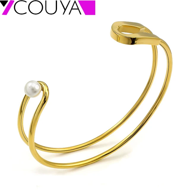 Gold Safety Pin Bangle Bracelets for Women Silver Simple and Stylish  Classic Paper Clip Cuff Bangles with Pearl New Jewelry