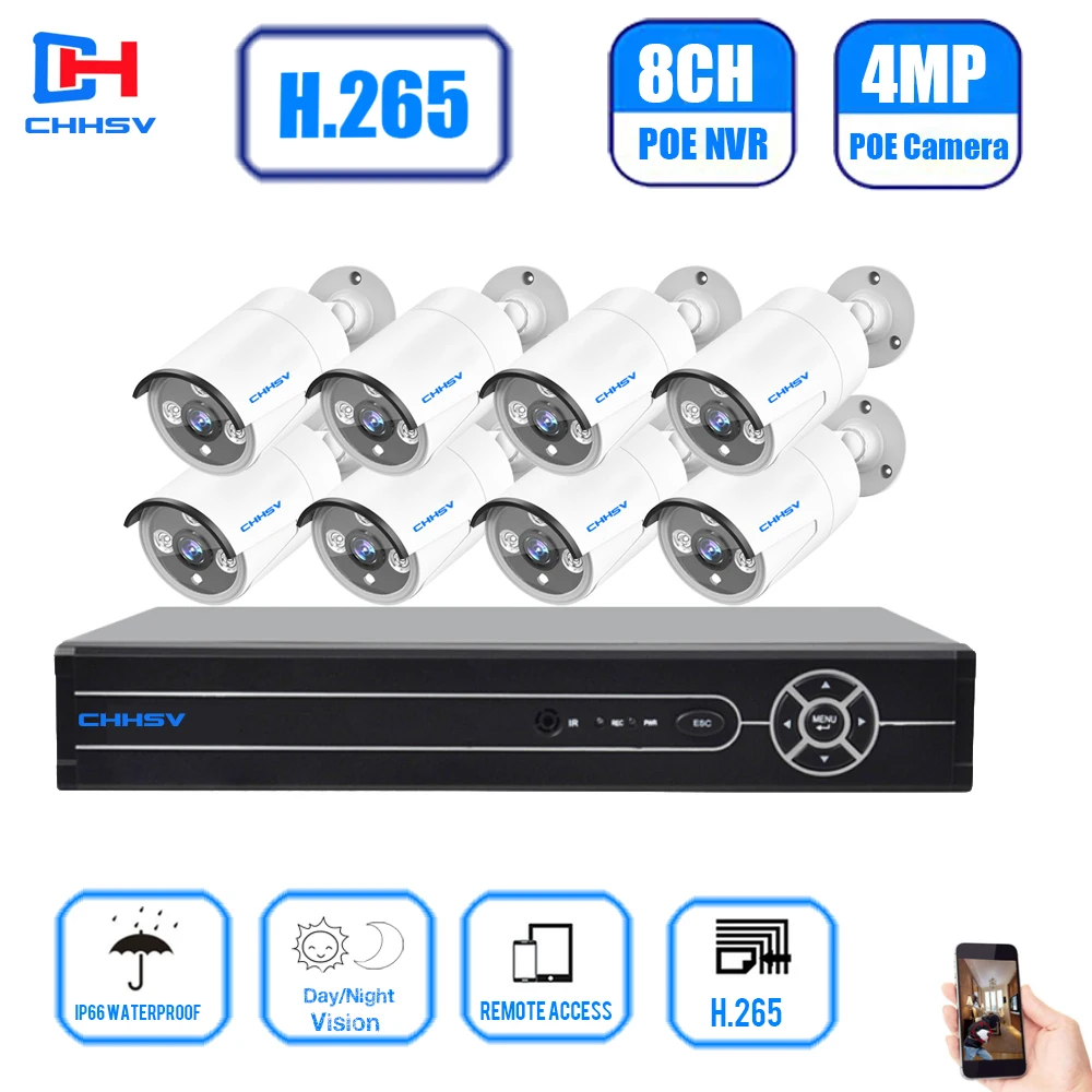 

NVR CCTV System With 2592*1520 IP Camera Outdoor Night Vision Video Surveillance Kit 8 camera 4MP outsied security system